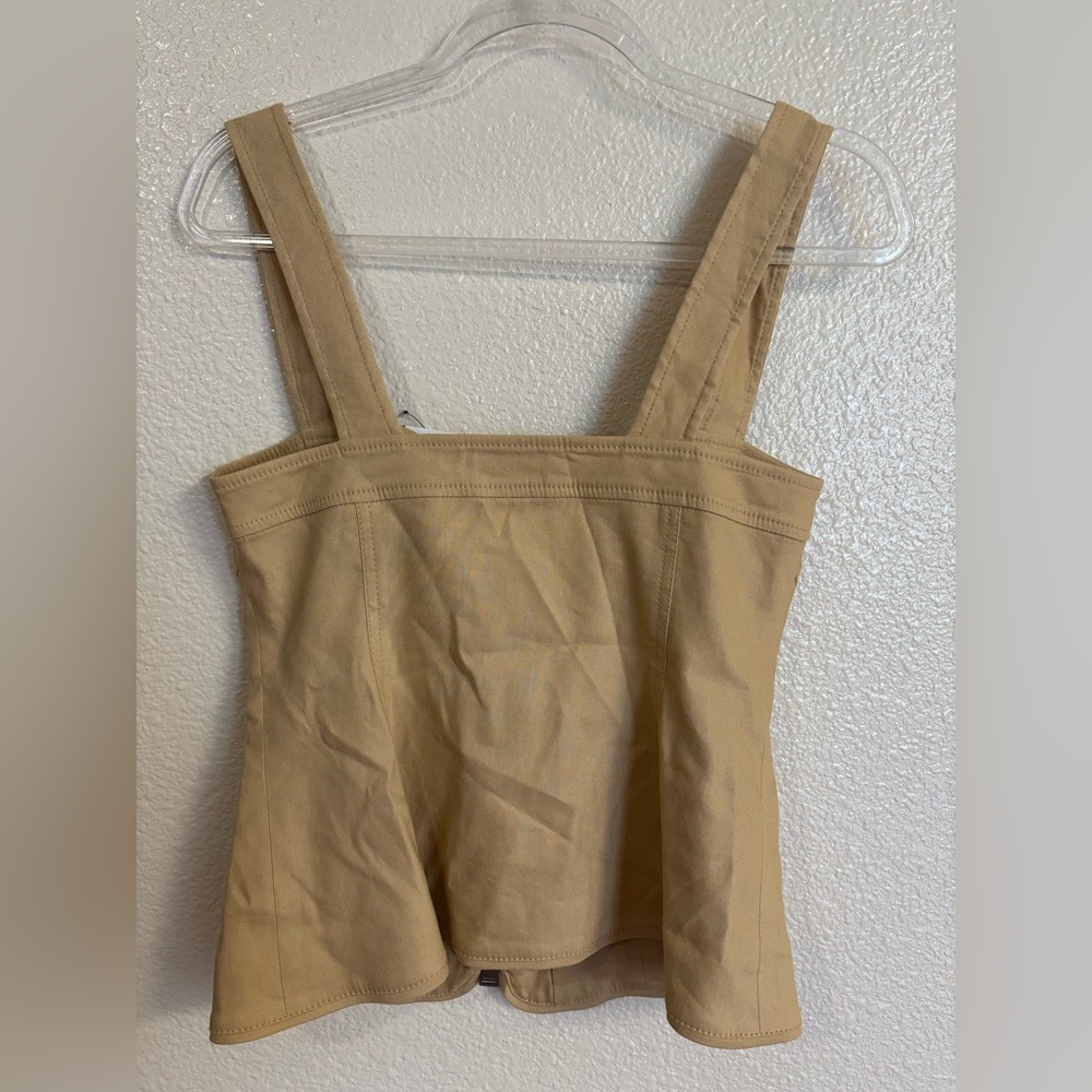 SIMKHAI Nour Square Neck Zip Front Bustier Top in Natural - Picture 4 of 8